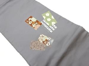 民家に草花・古典柄模様刺繍名古屋帯